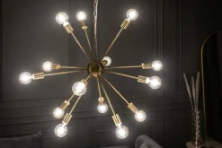 XXL Pendelleuchte Metall L:87 cm E27 14-flammig in Gold