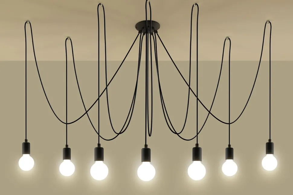 XXL Pendelleuchte Schwarz verstellbar bis 3 m E27