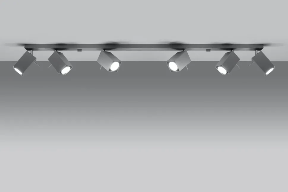 XXL Spot Strahler FALERIA Grau 120 cm lang 6x GU10