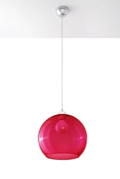 Zeitlose runde Pendelleuchte mit Glasschirm in Rot