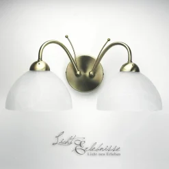 Zeitlose Wandleuchte 2-flmg. messing-farben